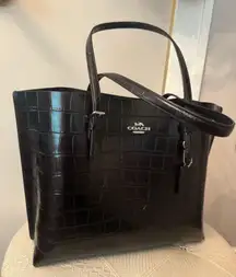Coach Mollie Tote Crocodile Embossed Leather Bag 25
