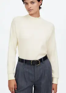 Madewell Waffle Knit Long Sleeve Crewneck Tee in Winter White, Size Medium