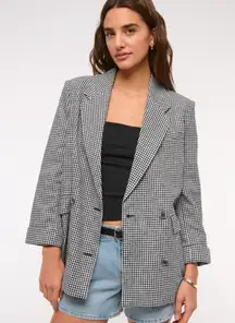Women’s Abercrombie & Fitch slouchy blazer in black gingham Size S NWT