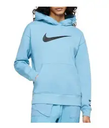 Nike Hoodie Womens Medium Light Teal NSW Center Swoosh Pull Over Fleece