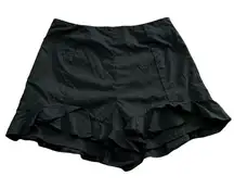 Lush black high waisted ruffle shorts with zipper back