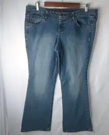 Lei 16 38x30 Red Contrast Stitched Pocket Flare Jeans Plus