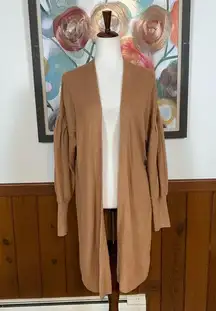Beautiful New Express Balloon Sleeve Pointelle Long Cardigan Sweater!