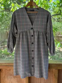 Zara Women's Plaid Button Front Mini Dress Size M
