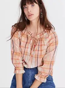 Madewell Plaid Cotton Silk Blouse