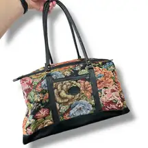 Vintage Gitano Floral Tapestry Carpet Weekender Carry On Duffel Luggage Bag