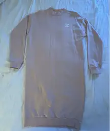 Adidas Sweatshirt Dress Long Sleeve Baby Pink Blush Mock Neck Women's Large
