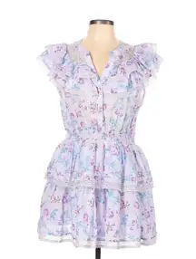 NWT LoveShackFancy x Target Lou in Purple Floral Double Ruffle Tiered Dress M