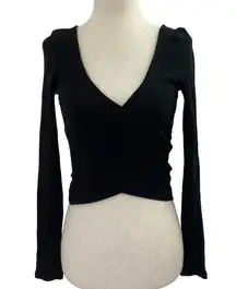 Miss Selfridge Black Long Sleeves Crop Top Size 4 | 5-13