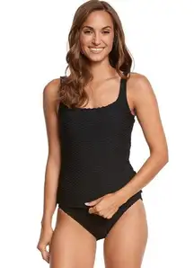 Gottex two piece black textured scoop tankini, size 6