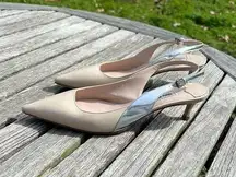 Miu Miu Nude Kitten-Heel Slingback Pumps by  size 36 1/2  nude silver 6