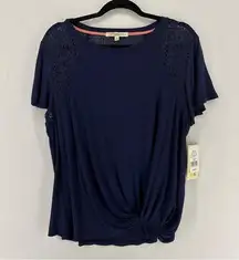 NWT Rewind Short Sleeve Lace Blouse XL Blue