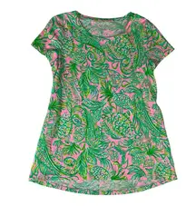 Lilly Pulitzer size XS extra small pink pineapple fish Vibrant Pink Green Tee