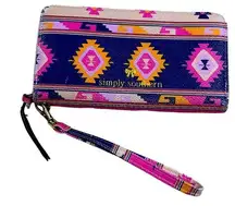 Simply Southern Pink &‎ Blue Aztec Print Wristlet