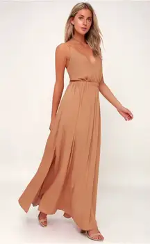 Lulus Lost in‎ Paradise Light Brown Maxi Dress