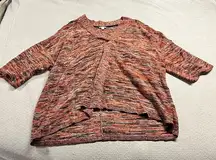 J.Jill pureJill Red Oversized Relaxed Fit V Neck Cotton Sweater Size Large EUC