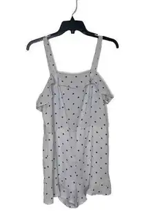 She + Sky Jumpsuit Romper Womens Large White Black Polka Dot Ruffle Strappy