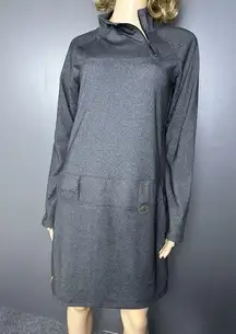 Lole Evolt Tunic Dress Size Small Gray Long Sleeve Zipper Mock Neck Travel