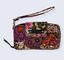 Vera Bradley Rosewood (Winter 2015) Floral Zip Around Phone Wristlet Wallet