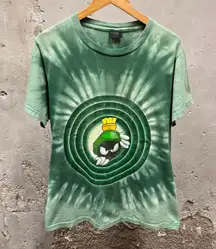 Vintage 1997 Warner Bros  Marvin the Martian Green Tie Dye Tee Med M