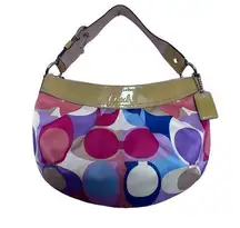 Coach Soho Pleated Scarf Print Sateen Leather Hobo‎ Bag #A1073- F13796