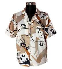 Rachel Zoe Abstract Print 70s Style Flowy Button Down Blouse Women's M