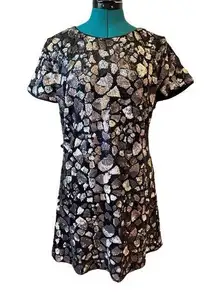 Line And Dot Black And Gold Sequin Mini Dress Size Medium