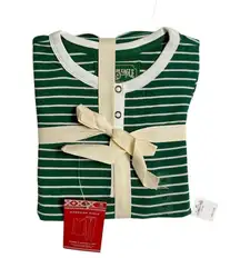 American Eagle Outfitters Green and White Striped Waffle PJ Set Size XS