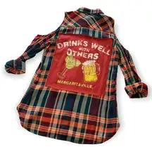 Via Penny Lane Reworked Apparel | Margaritaville Graphic Button Up Flannel Shirt