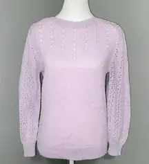 Vintage Sweater Girly Femme Coquette Twee Preppy 80s purple loose Ribbon Knit S