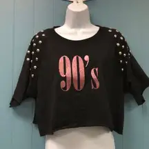 Hot & Delicious cropped sweatshirt with heavy studs & 90s glitter graphic size L