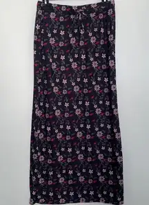 Bongo Pink and Black Floral Maxi Skirt