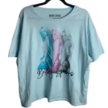 Britney Spears Band Tee Size Large Blue Graphic T Shirt Y2K Oversized Cotton