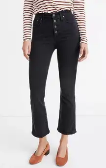 Madewell Cali Demi Boot Button-Front Jeans Bellspring Washed Black 24