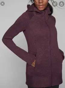 Athleta CYA Stronger Purple High Neck Hooded Full Zip Sweater Medium #754