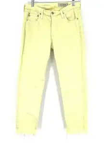 AG Adriano Goldschmied  Jeans The Prima Cigarette Crop Sz 29R Pale Yellow Raw Hem