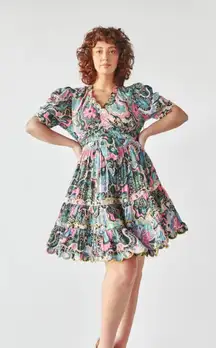 CeliaB Hortensia Floral Puff Sleeve Mini Dress Size Small