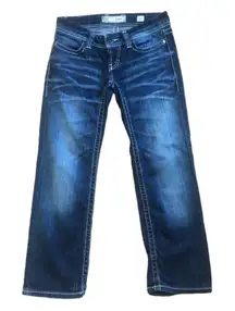 BKE The Buckle Stella Low Rise Stretch Skinny Crop Dark Denim Jean Size 27X28.5”