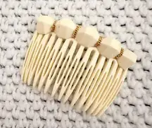 Alexandre de Paris Ivory Cream Gold Chain Accent Geometric Side Hair Comb Single