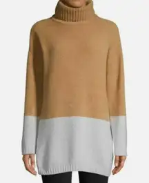 BCBG MAX AZRIA COLORBLOCK TURTLENECK SWEATER CAMEL CO FVL5262058 SIZE XS $178