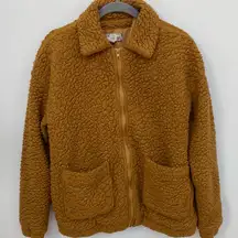 Pink Rose Fuzzy Caramel Zip Up Teddy Bear Faux‎ Sherpa Jacket