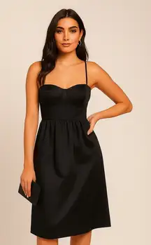 Future Collective Black Midi Dress Small NWT Bustier Satin‎ Smocked Back