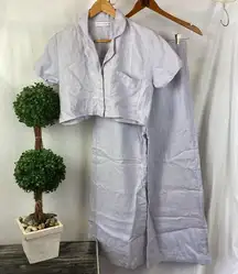 Faithfull The Brand SET Lavender Linen Scelsi Wide Flair High Waist Pants & Top