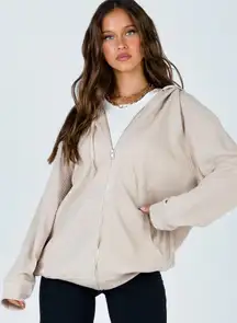  AUDREY OVERSIZED ZIP UP SWEATSHIRT BEIGE