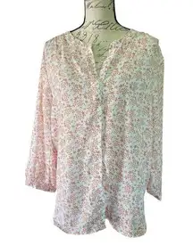 Jachs Girlfriend White Pink Floral Tunic Size Large NWOT