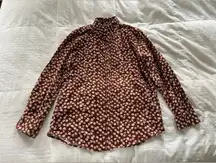 Lands' End Brown Floral button down shirt size medium 10-12 women’s