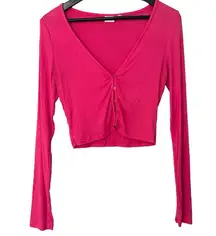 Aritzia Sunday Best Pink Ribbed Cardigan Top Size Large L