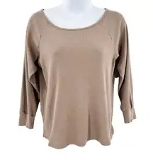 Kate Quinn Organic Ribbed Basic Top Shirt 3/4 Sleeve Tan