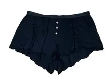 We Wore What  Womens Small Modal Booty Shorts Black Lettuce Hem Elastic Waist