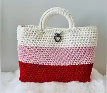 Valentine Tote Bag with Heart Clip Accent
